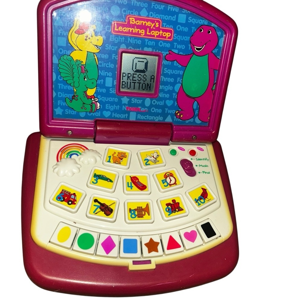 Vintage Barney's Learning Laptop 1999 Interactive Tiger Toy Educational WORKS